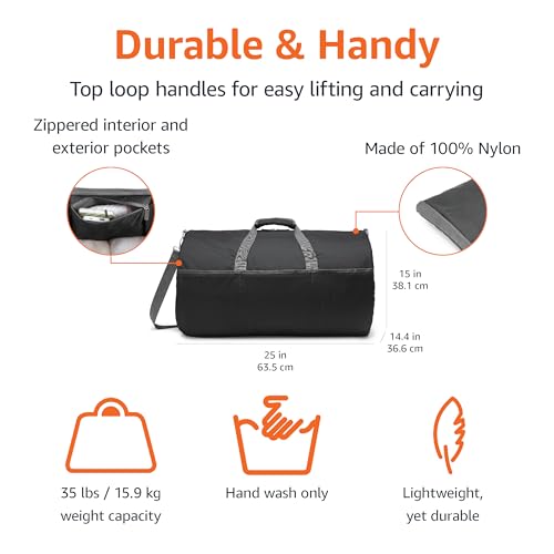 Amazon Essentials Lightweight Duffel Bag, 25 Inches, Black (Previously Amazon Basics) - color: Black, size: 25 inches