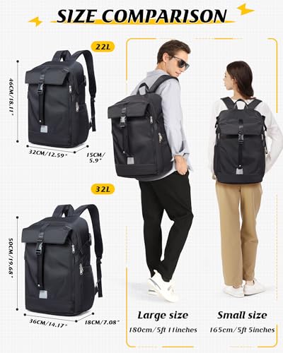 Large Black Motorcycle Backpack – Helmet Backpack for Men Women, Hi Viz EDC Commuter Bag for Riders, Night Travel, and Daily Use with Helmet Holder, Laptop Compartment, Ventilated Back, Urban Gear - color: A1-black Large