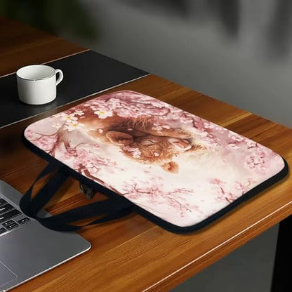 10 Inch Cherry Blossom Cow Laptop Sleeves, Lightweight Computer Tote Bag Tablet Carrying Case Neoprene Laptop Cover Handbag Briefcase Shoulder Bag for Travel/Business/School - color: Cherry Blossom Cow, size: 10 Inch
