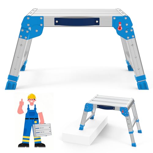 Loyoda Work Platform 440 Lbs, Folding Step Stool with One-Touch Automatic Fold, 3 Height Adjustment Step Platform, Perfect for RV Cleaning, Home Painting and Reaching High Places, Standard - size: Standard Silver