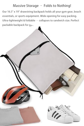 Large Drawstring Gym Bag Beach Backpack Waterproof - Customized Oversized Drawstring Beach Bag with Shoe Compartment for Toiletries, Towels, Gym, Travel(Beige,16.5 * 19 inches) - color: Beige