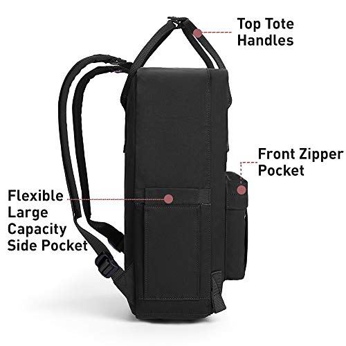 KALIDI Casual Laptop Backpack 15 Inches Classic Camping Rucksack Travel Outdoor Square Daypack College Hiking Gym Bag, Black - color: Black