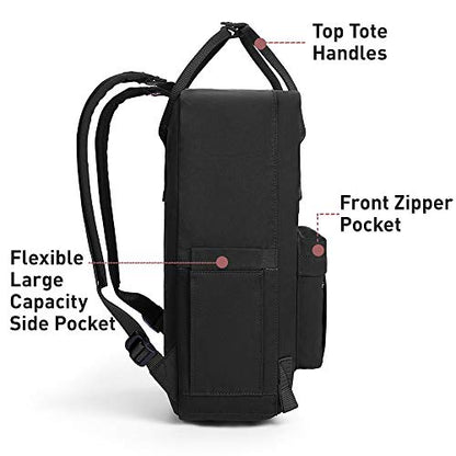 KALIDI Casual Laptop Backpack 15 Inches Classic Camping Rucksack Travel Outdoor Square Daypack College Hiking Gym Bag, Black - color: Black