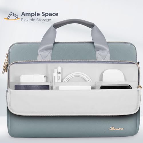 KIZUNA Laptop Sleeve Case 17 Inch Computer Shoulder Bag for 17.3" Lenovo ThinkBook Plus/IdeaPad 3i Gen7/LG gram 17/ASUS Vivobook/ZenBook Pro/MSI 17/Dell XPS/HP ENVY/Dell G7 - color: Grey-green, size: 17 Inch
