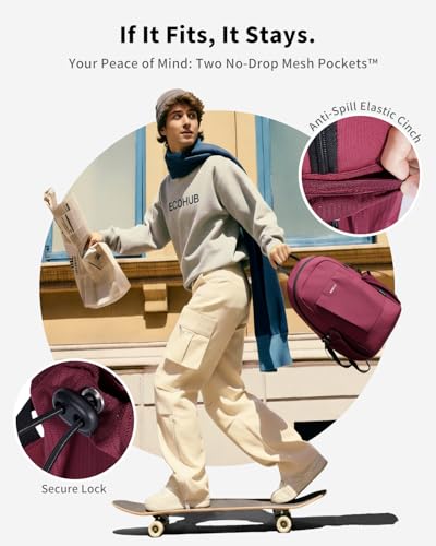 ECOHUB Mini Anti-Theft RFID Backpack for Women and Men, Water-Resistant, Lightweight Travel Daypack with iPad Sleeve, Key Holder, 9 Pockets, Gifting, Red - color: Red