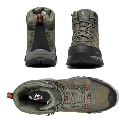NORTIV 8 Men's Waterproof Lightweight Hiking Boots - color: Army Green, size: 8 Wide