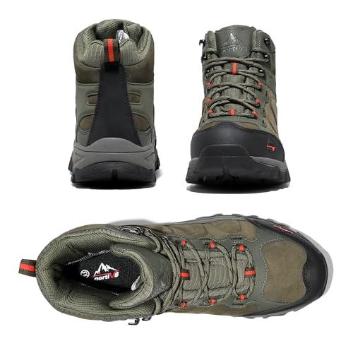 NORTIV 8 Men's Waterproof Lightweight Hiking Boots - color: Army Green, size: 12