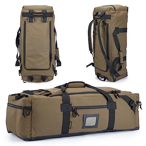 86l Large Duffel Bag For Travel, Gym & Sports - Water Repellent Polyester, Hidden Straps, Shoe Compartment - Perfect Luggage Duffle Bag Or Backpack For Men & Women - color: Brown, size: M