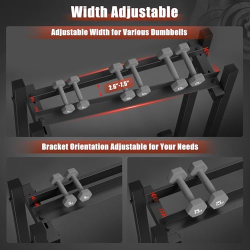 3-Tier Dumbbell Rack, 1100LB Capacity Adjustable Weight Rack for Home Gym, Heavy-Duty Weight Stand for Dumbbells Kettlebells & Weight Plates(Rack Only) - size: 34X18.7X36inch
