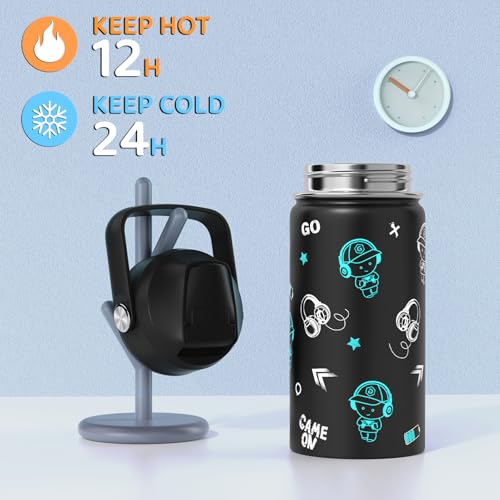 Scothen Boys Backpack, Cool Luminous Gamer School Backpacks for Boys with 14oz Insulated Water Bottle Lunch Bag Pencil Case, Kids Backpack Book Bags for Kindergarten Elementary Middle School - color: Blue Musicer