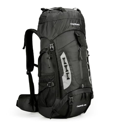 King'sGuard 60L Hiking Backpack for Men and Women Lightweight Camping Hiking Backpack with Rain Cover Large Waterproof Travel Backpack Backpacking Pack (Black) - color: Black