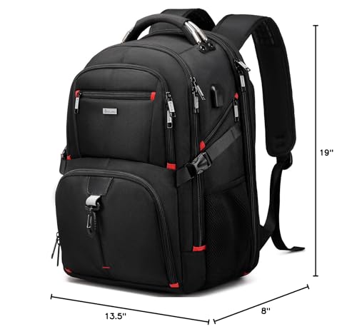 DUSLANG 50L Travel Laptop Backpack for Men Women, Extra Large Heavy Duty Big Carry on Backpack for Weekend Airline Approved Fits 17 Inch Computer, Black - color: 50l Black