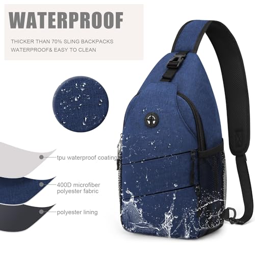 Pritent Crossbody Bags for Women Men Trendy Sling Bag Backpack Casual Chest Bag with Convertible Shoulder Strap - color: Blue, size: Large