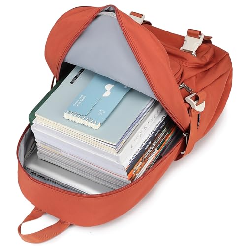 Laptop Backpack for Women College High Schoolbag Big Students Bookbags Large Heavy duty Multi pocket Travel Daypack Casual (Burnt orange) - color: Burnt Orange