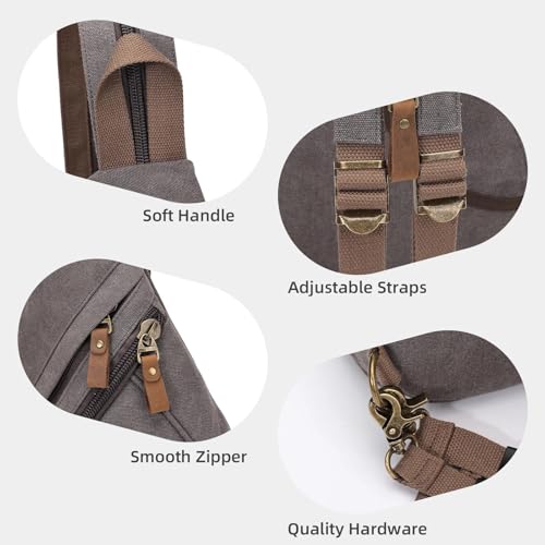KouLi Buir Canvas Sling Bag - Small Crossbody Backpack Shoulder Casual Daypack Rucksack for Men Women - color: D.grey