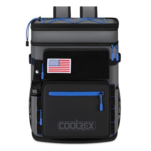 Large Backpack Cooler 36 Can Cooler Backpack with 2 Insulated Compartments Leak Proof Waterproof Travel Backpack, Camping Beach Picnic Lunch Thermal Bag for Women and Men - color: Gray