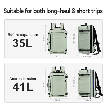 Carry On Travel Backpack with Shoe Compartment Flight Approved Laptop Backpack Expandable Work Business Backpack for Women Men Casual Daypack, Light Green - color: Light Green, style: A