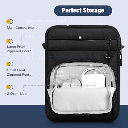 MoKo 9-11 Inch 360° Protective Tablet Sleeve Bag, Fits iPad Air M3 11, 5/4th 10.9, iPad A16 10/9/8/7th 10.2, iPadPro 11 Inch, Tab S8/S9 11, Multifunctional Bag with Shoulder and Headphone Port, Black - color: Black, style: 9-11 Inch
