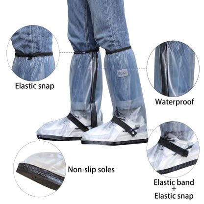 Waterproof Rain Boot Shoe Cover with Reflector Reusable & Foldable - color: Clear, size: Medium