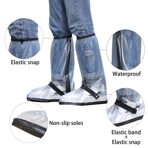 Waterproof Rain Boot Shoe Cover with Reflector Reusable & Foldable - color: Clear, size: XX-Large