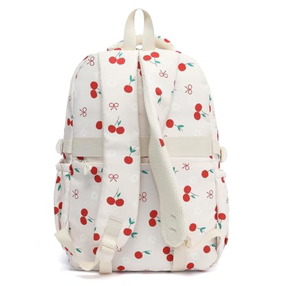 Phaoullzon Teen Girls School Backpack with Lunch Box for Boys, College Aesthetic Laptop Bookbag for Women - color: Cherry