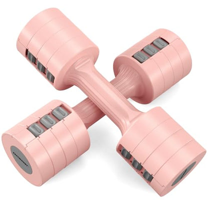 EAST MOUNT Adjustable Dumbbells 5 lb Dumbbells Set of 2 / Pair 10 lb Total Free Weights 6 in 1 Women Hand Weights for Home,Office,Gym Exercise Training 2lb 3lb 4lb 5lb Fast Adjust - color: Pink