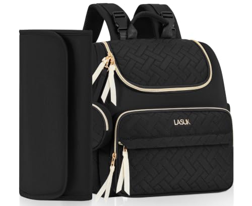 Diaper Bag Backpack, 22L Large Quilted Small Baby Bag with Changing Pad & Pacifier Case, Stroller Hooks, Easy-Access Baby Essential, Maternity Travel Backpack Unisex, Black - color: Black, size: Small