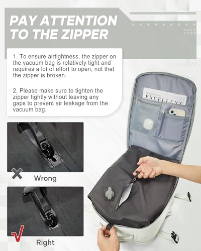 suwasp Vacuum Compression Backpack, 45L Expandable Travel Backpack with Electric Vacpack Pump, Travel Vacuum Bags with Shoe Compartment/17inch Laptop Compartment/USB Port, White - color: White, size: Medium