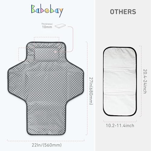Babebay Waterproof Portable Diaper Changing Pad, Foldable Travel Changing Mat for Baby Girl Boy, Lightweight Travel Changing Station, Boho Geometric Pattern - color: Pink Wave Print