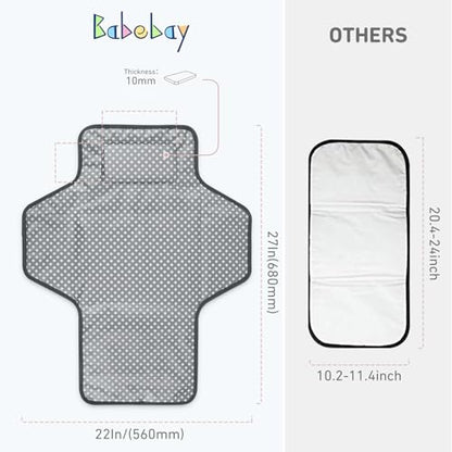 Babebay Waterproof Portable Diaper Changing Pad, Foldable Travel Changing Mat for Baby Girl Boy, Lightweight Travel Changing Station, Boho Geometric Pattern - color: Pink Wave Print