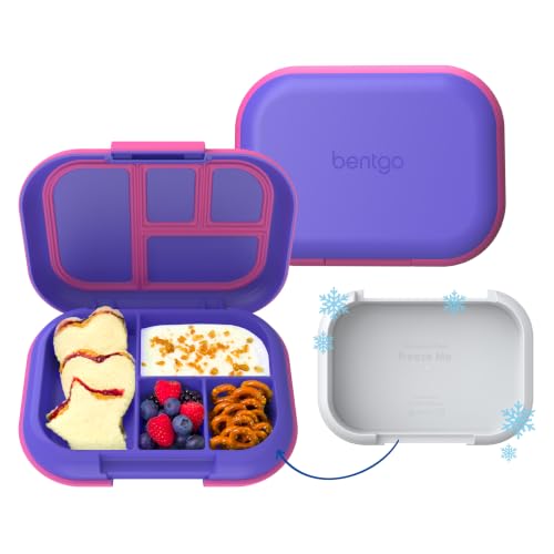Bentgo Chill Kids Leakproof Lunch Box - 4-Compartment Bento Box with Built-In Ice Pack, 3.3 Cup Capacity, BPA-Free, Microwave & Dishwasher Safe Tray, Ages 3–7 (Electric Violet) - color: Electric Violet