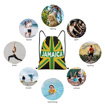 Jamaican Flag Jamaica Drawstring Bags Backpack Bag Sport Gym Sack String Bag Yoga Dance Travel Bag For Men Women - color: Black44