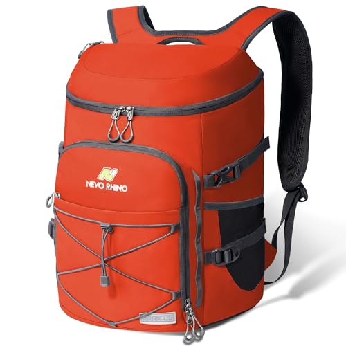 N NEVO RHINO Backpack Coolers Insulated Leak Proof 36/54 Cans,Portable Lightweight Waterproof Insulated Cooler Backpack for Men & Women Ideal for Camping,Travel,Beach,Picnics,Lunch & Day Trips - color: 2025-Orange-36Cans, size: 36 Cans