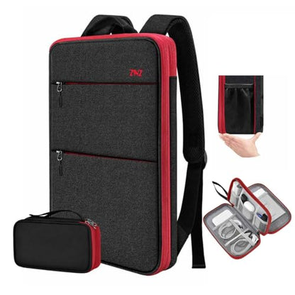 ZINMARK Slim Expandable Laptop Backpack with Small Case for 15-16 inch Notebooks,Water Resistant Computer Bag for College Business for Men Women，Black Red - color: Black Red