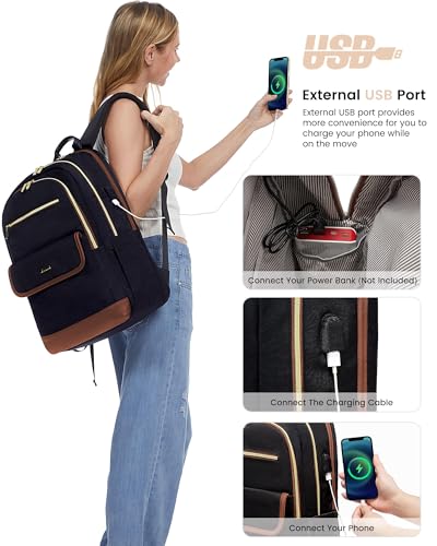 LOVEVOOK Laptop Backpack for Women,15.6 Inch Fashion Travel Backpack with USB,Large Capacity Backpack Purse,Water-resistant fits College Work Business Travel