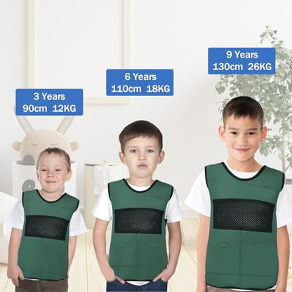 Vest for Kids Including 6 Removable Weights (Green, Large)