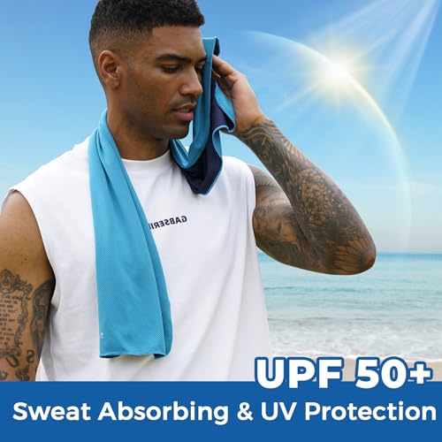 Sukeen 10 Pack Cooling Towels (40"x12"), Neck and Face, Microfiber Cool Towel, Soft Breathable Chilly Towel for Yoga, Golf, Gym, Camping, Running, Workout & More Activities - color: Lake Blue+dark Grey+pale Green+pink+black+blue+green+light Purple+dark Bl