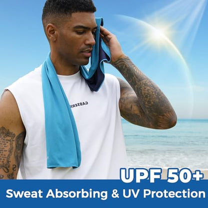 Sukeen 10 Pack Cooling Towels (40"x12"), Neck and Face, Microfiber Cool Towel, Soft Breathable Chilly Towel for Yoga, Golf, Gym, Camping, Running, Workout & More Activities - color: Lake Blue+dark Grey+pale Green+pink+black+blue+green+light Purple+dark Bl