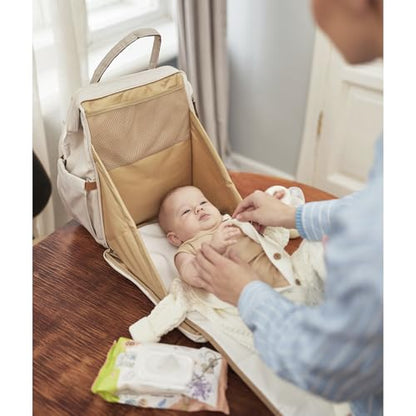 Diaper Bag Backpack, Multifunction Diaper Bag with Changing Station, Stylish Baby Bags, Large Unisex Diaper Backpack for Mom and Dad, Baby Registry Search, Portable Changing Pad – White Beige - color: White Beige