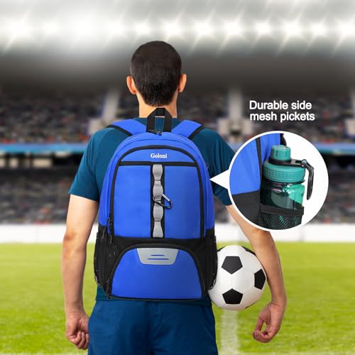 Goloni Youth Soccer Bag,Basketball Bag with Ball Compartment & Shoe Compartment,Backpack for Football Volleyball Basketball - color: Blue