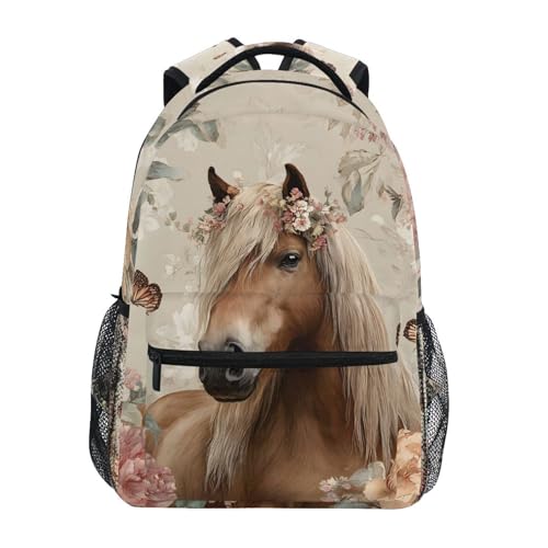 susiyo Retro Flower Horse School Backpack Bookbag Lightweight College Back Pack Travel Camping Casual Daypack for Teens Girls Boys Women Men - color: Retro Flower Horse