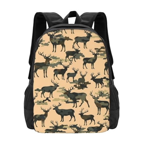Sturdy Polyester Shoulder Pack Camouflage Military Elk Deer, Anti Theft Spacious Camping Rucksack Casual Daily Bag for Men Women Fitness Outdoor Activity - color: Design (669)