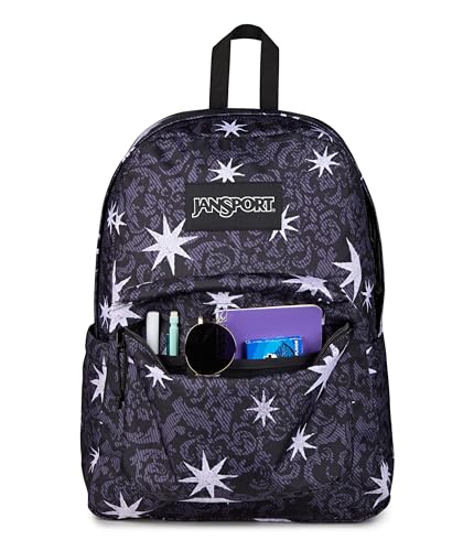 JanSport SuperBreak Plus Backpack with Padded 15-inch Laptop Sleeve and Integrated Bottle Pocket - Spacious and Durable Daypack for Work and Travel, Castle Tapesty Black/Charcoal/Silver - color: Castle Tapesty Black/Charcoal/Silver