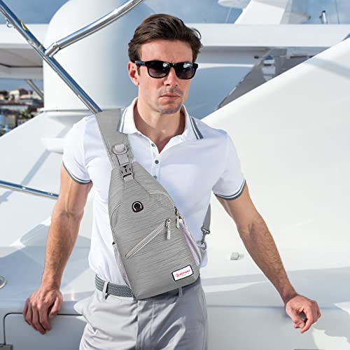 ZOMAKE Sling Bag,Small Crossbody Sling Backpack,Water Resistant Shoulder Daypack for Travel,Anti Thief Chest Bag for Hiking(Grey(Stripe)) - color: Grey(stripe)