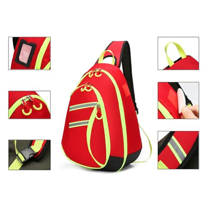 First Aid Sling Bag Backpack,Sling Crossbody Bag,Heavy Duty Emergencies Medical Bag,For Cycling Camping Traveling. (Red, L) - color: Red, size: Large