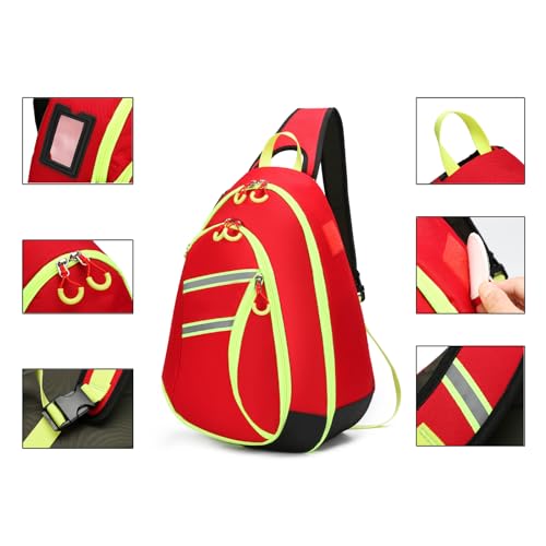 First Aid Sling Bag Backpack,Sling Crossbody Bag,Heavy Duty Emergencies Medical Bag,For Cycling Camping Traveling. (Red, S) - color: Red, size: Small