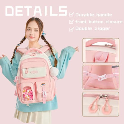 VIDOSCLA Vivid Girls' School Backpack Kids Elementary Schoolbag Primary Backpack with Multi-Pocket Design - color: A03# Purple