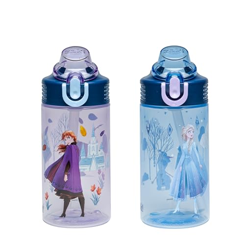 Zak Designs Frozen Sage 16oz Leak-Proof Straw Kids Water Bottle, 2-Pack - color: Disney Frozen (Anna & Elsa) 2pk