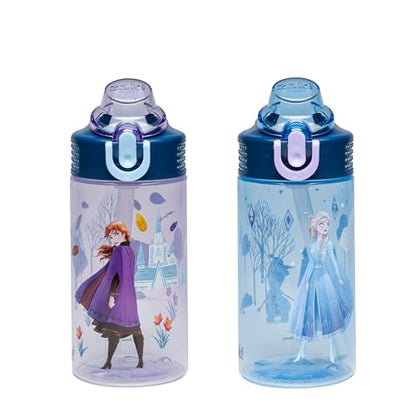 Zak Designs Frozen Sage 16oz Leak-Proof Straw Kids Water Bottle, 2-Pack - color: Disney Frozen (Anna & Elsa) 2pk