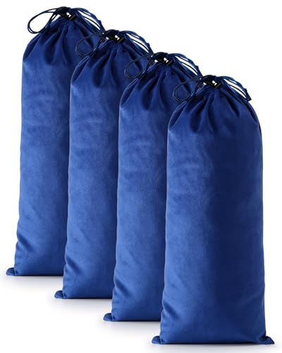 4 Pcs Single Shoe Bags for Travel, Velvet Bags, Palace Blue, 17.3x8.6 Inch | Washable & Reusable Travel Shoe Bags, Dustproof Shoe Bags with Drawstring Closure, Suitable for Travel, Home Storage - color: Palace Blue, size: 17.3"x8.6"